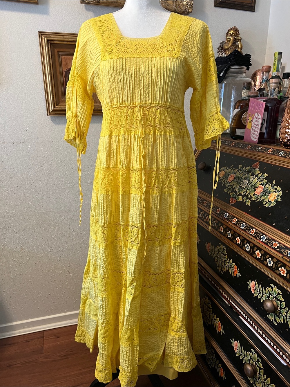 Vintage handmade crochet Mexican wedding Dress! RARE! Pristine!
